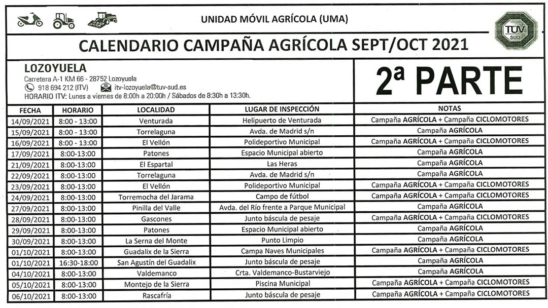 ITV MAQUINARIA AGRÍCOLA Y OTROS