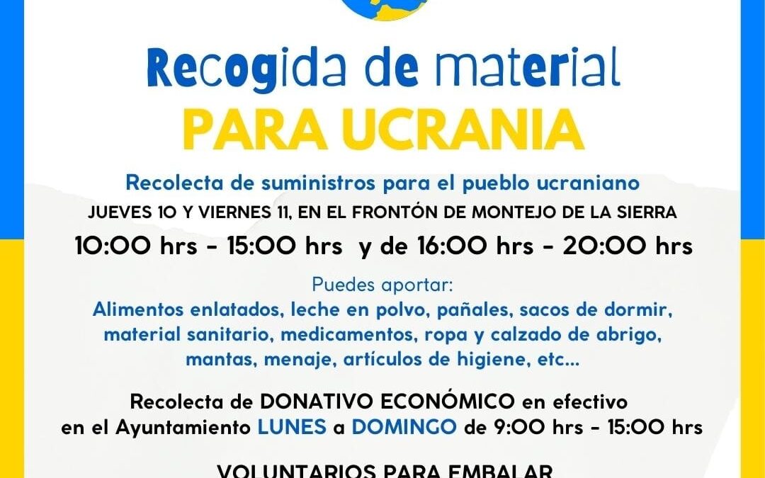 TODOS CON UCRANIA. RECOGIDA DE MATERIAL